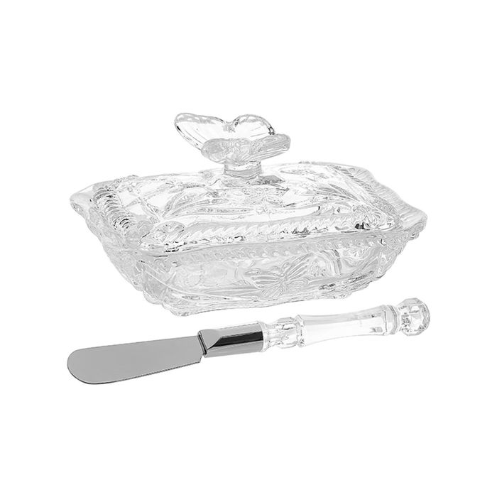 Паштетница "Косичка с бабочками", ножик, крышка, 13,5х11,5х7,5 см, 0,2 л