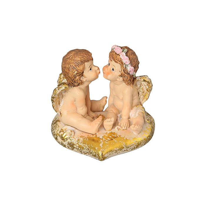 Фигурка декоративная "Ангелочки на золотом сердечке", 8х7х7,5 см