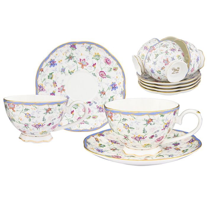 Чайный набор "Цветочный каприз", чашка на ножке 12 предметов, 0,25 л