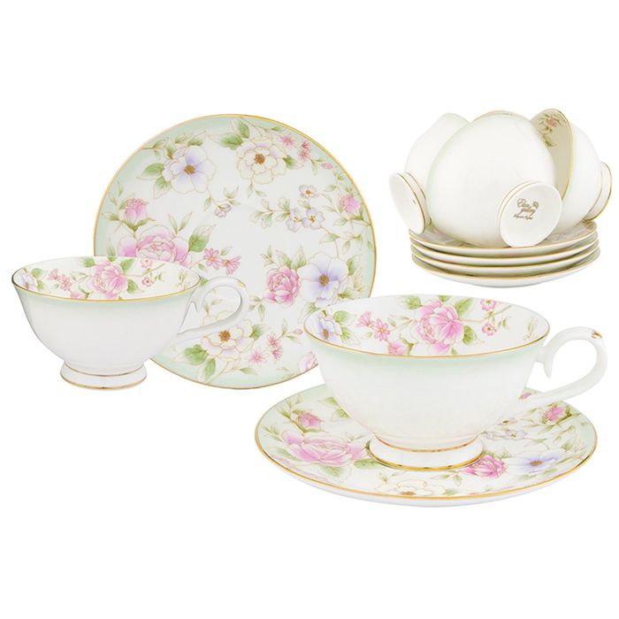 Чайный набор "Карнавал цветов", чашка на ножке 12 предметов, 0,23 л