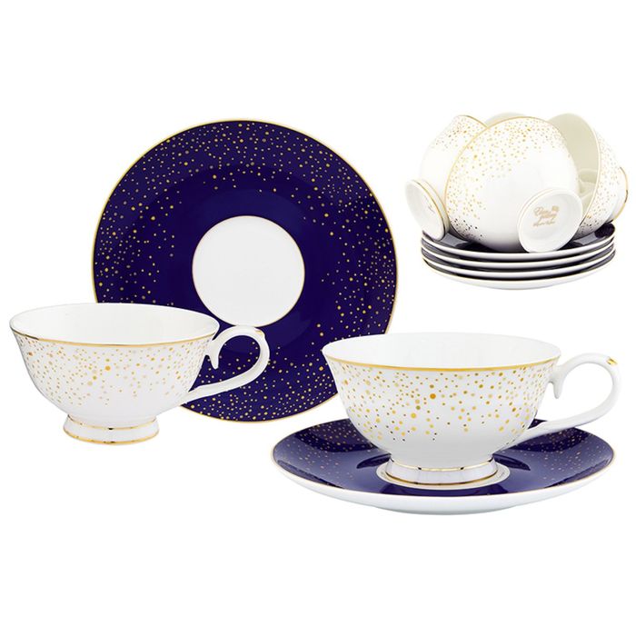 Чайный набор "День и ночь", чашка на ножке 12 предметов, 0,22 л