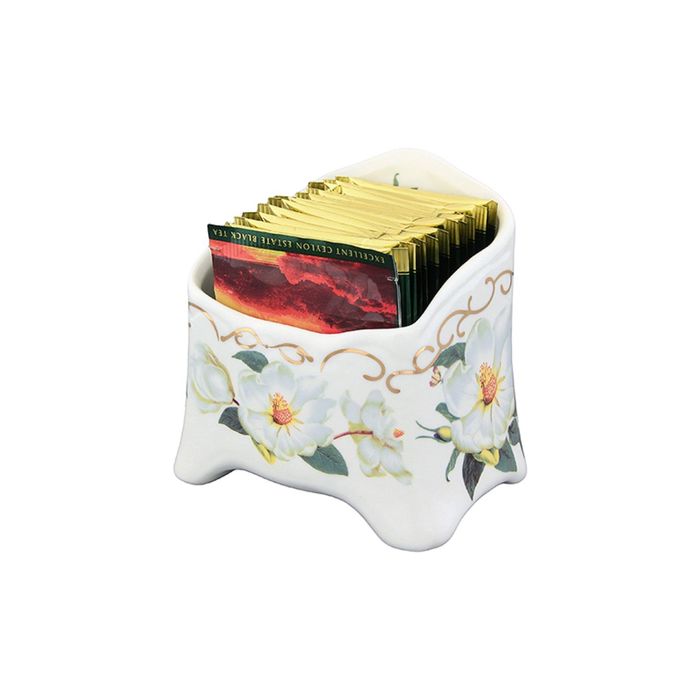 Подставка сервировочная для чайных пакетиков "Белый шиповник", 10,5х7х10 см, 280 мл