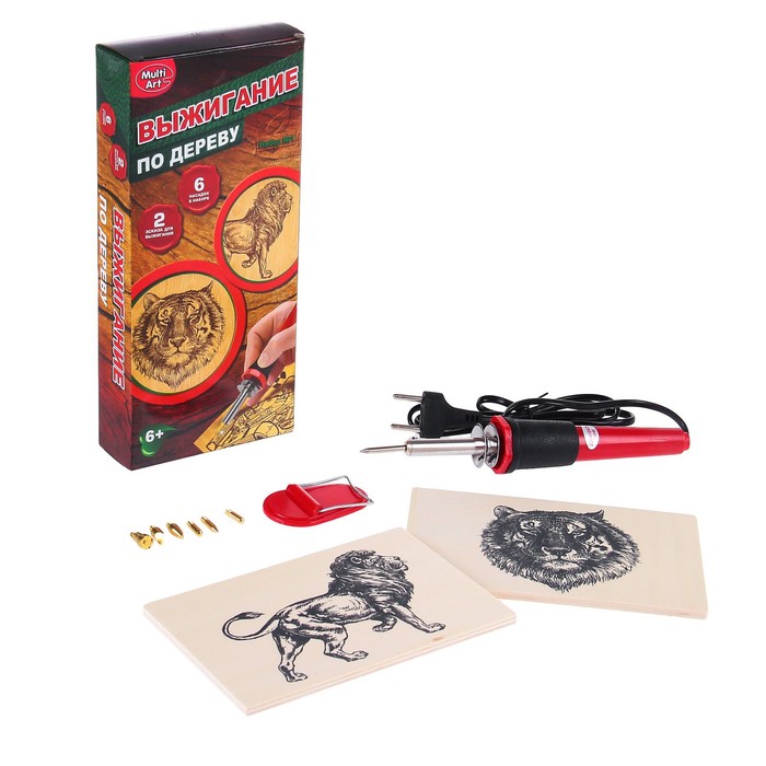 Набор для выжигания "Животные", аппарат, 6 насадок, 2 эскиза