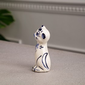 Статуэтка "Котик", роспись, бело-синяя, керамика, 11 см, микс от Сима-ленд