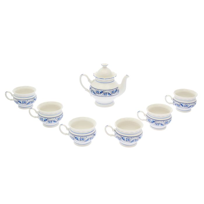 Чайный сервиз "Ромашка" 7 предмета, поясок, 0,7 л чайник, 0,2 л чашки
