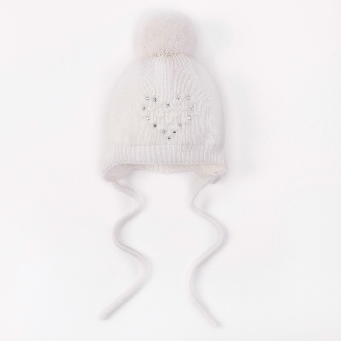 Шапка для девочки  "Боня", возраст 0-3 мес. (38-40), цвет белый 6238-7001пш_М