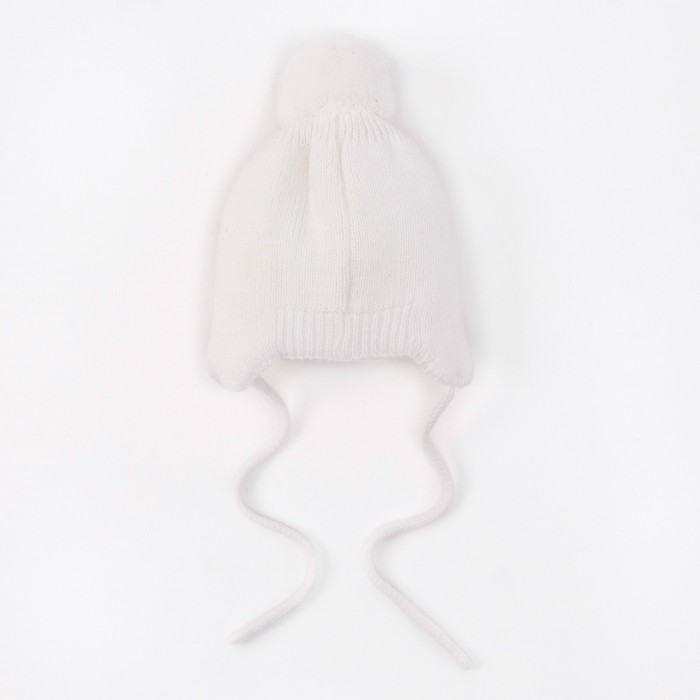 Шапка для девочки "Боня", возраст 0-3 мес. (38-40), цвет белый 6238-7001пш_М