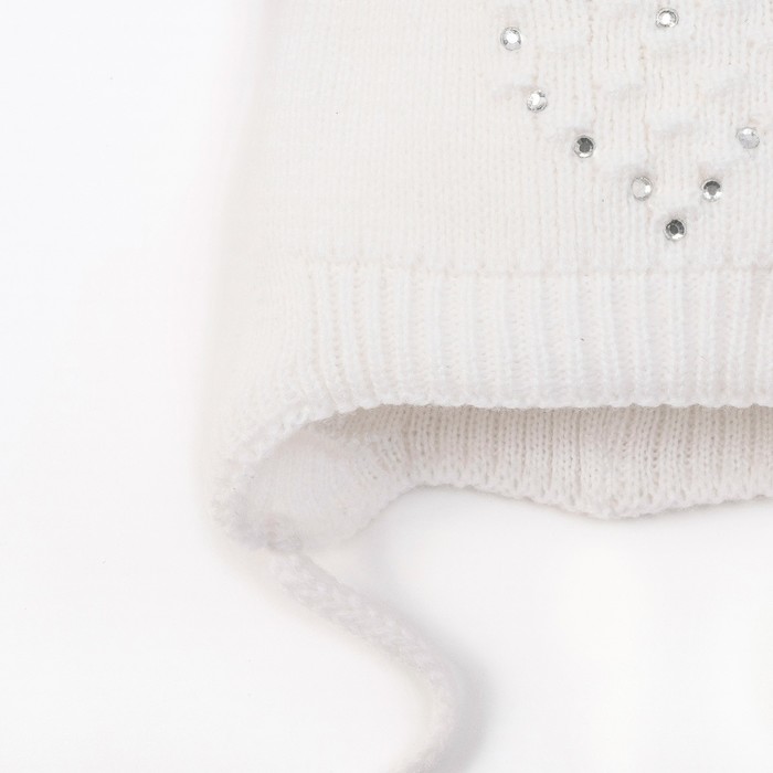 Шапка для девочки "Боня", возраст 3-6 мес. (40-42), цвет белый 6245-7001пш_М