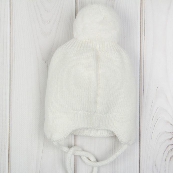 Шапка для девочки "Боня", возраст 3-6 мес. (40-42), цвет белый 6245-7001пш_М