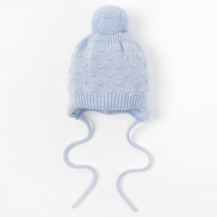 Шапка для мальчика "Горошки", возраст 0-3 мес. (38-40), цвет голубой 6276-7002пш_М