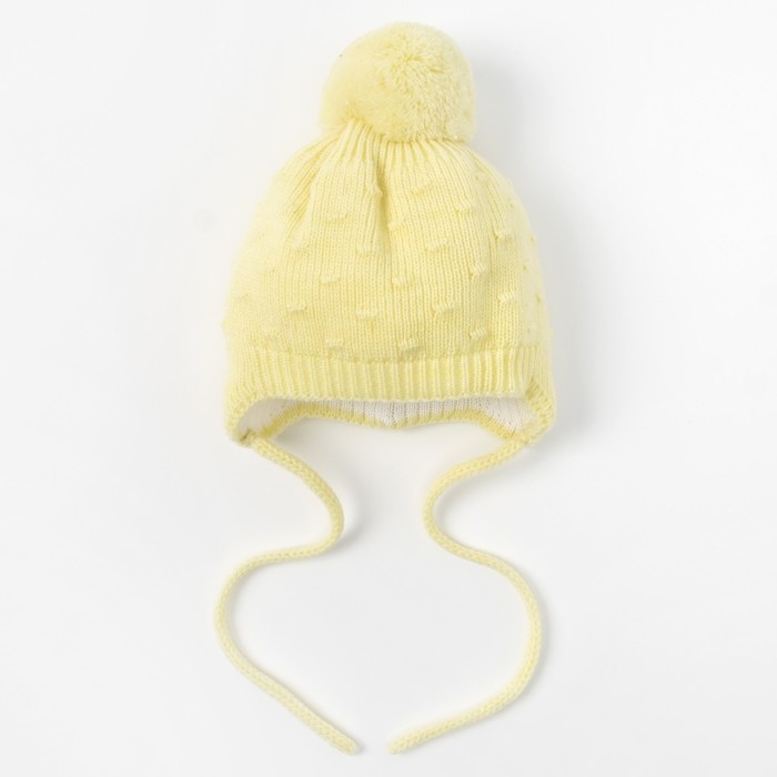 Шапка детская "Горошки", возраст 0-3 мес. (38-40), цвет цвет лимон 6313-7002пш_М