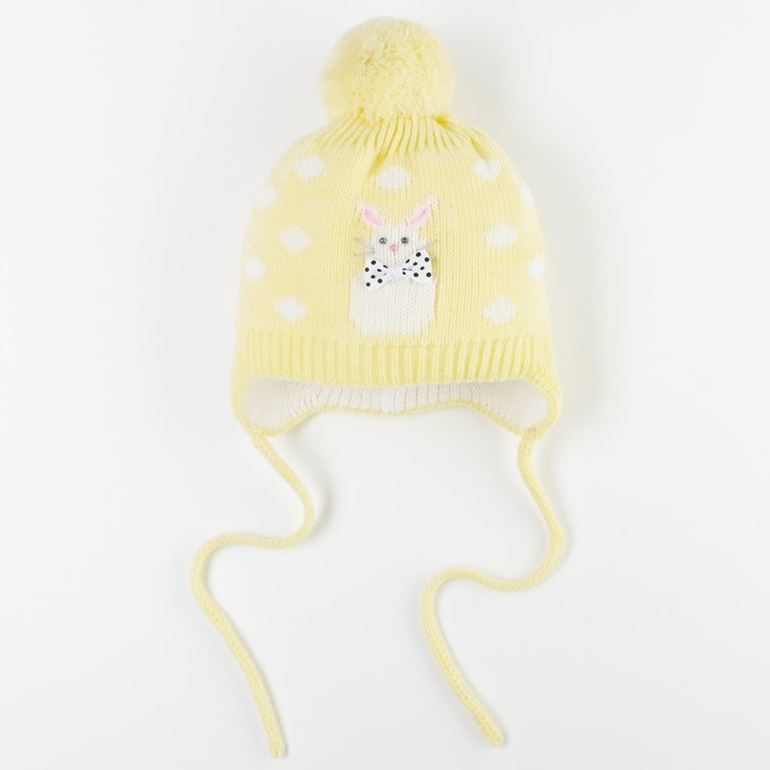 Шапка детская "Зая", возраст 3-6 мес. (40-42), цвет лимон  6337-7003пш_М