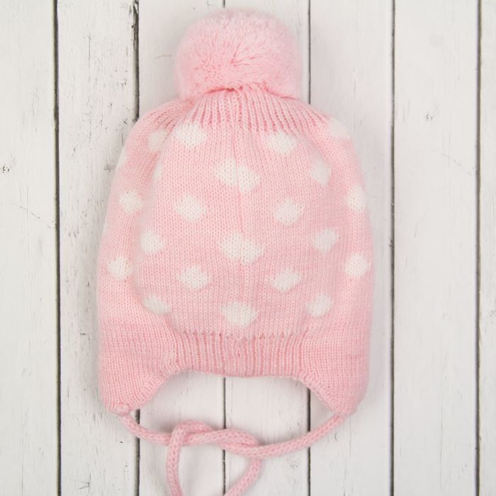 Шапка для девочки "Зая", возраст 3-6 мес. (40-42), цвет розовый 6375-7003пш_М