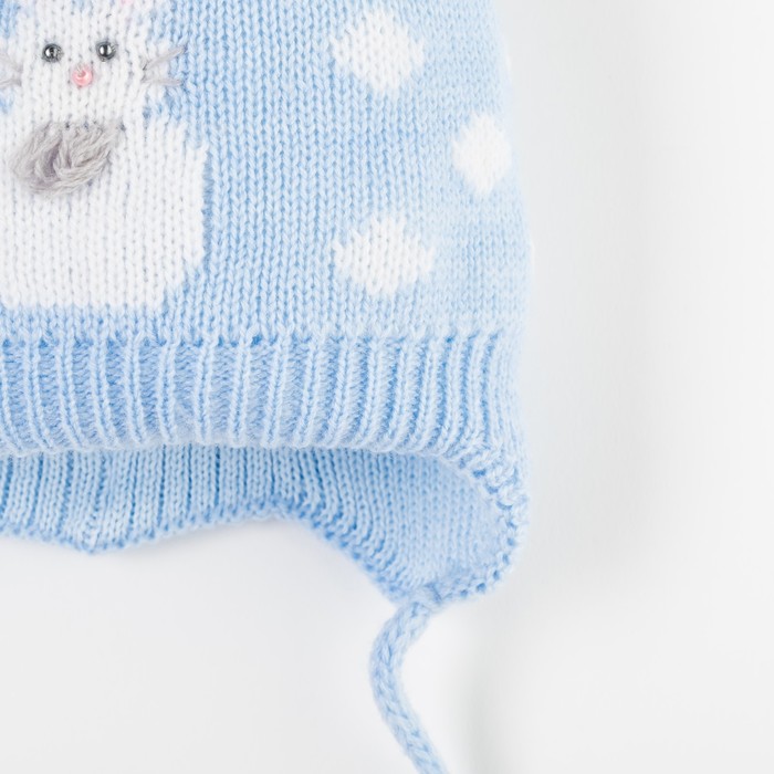 Шапка для мальчика "Зая", возраст 6-12 мес. (42-44), цвет голубой 6368-7003пш_М