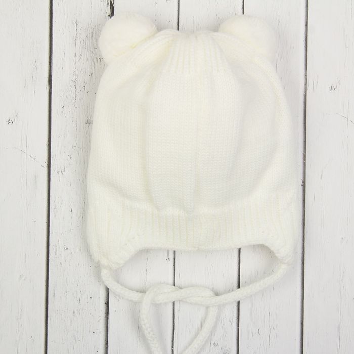 Шапка детская "Кучеряшка", возраст 0-3 мес. (38-40), цвет молочный 6009-8с_М