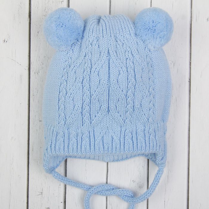 Шапка для мальчика "Кучеряшка", возраст 3-6 мес. (40-42), цвет голубой 6078-8с_М