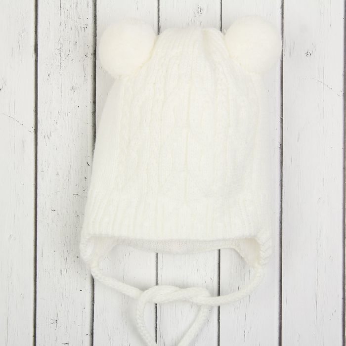 Шапка детская "Кучеряшка", возраст 6-12 мес. (42-44), цвет молочный 6023-8с_М