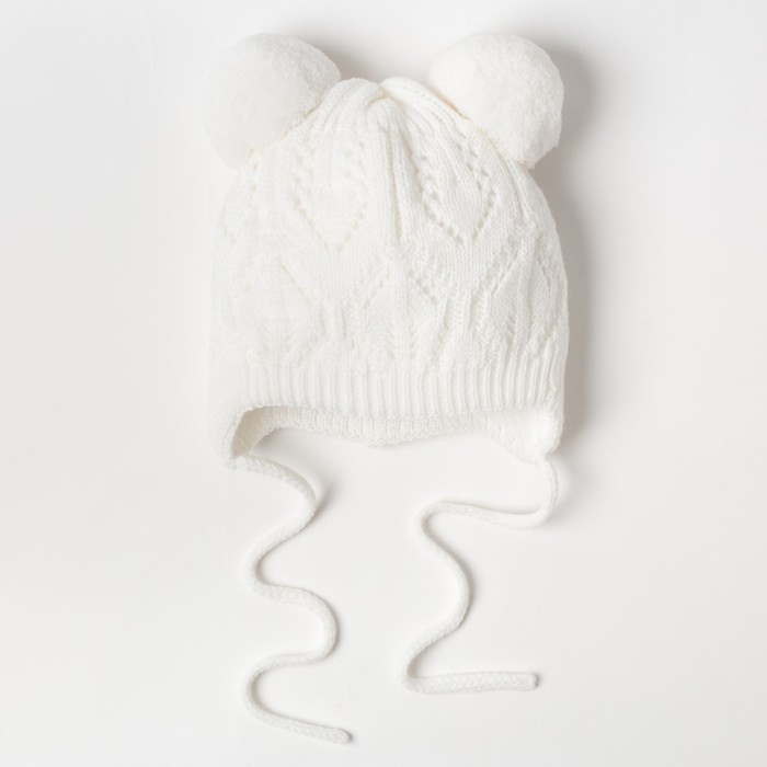 Шапка для девочки "Мимоза", возраст 6-12 мес. (42-44), цвет белый 6399-7004пш_М