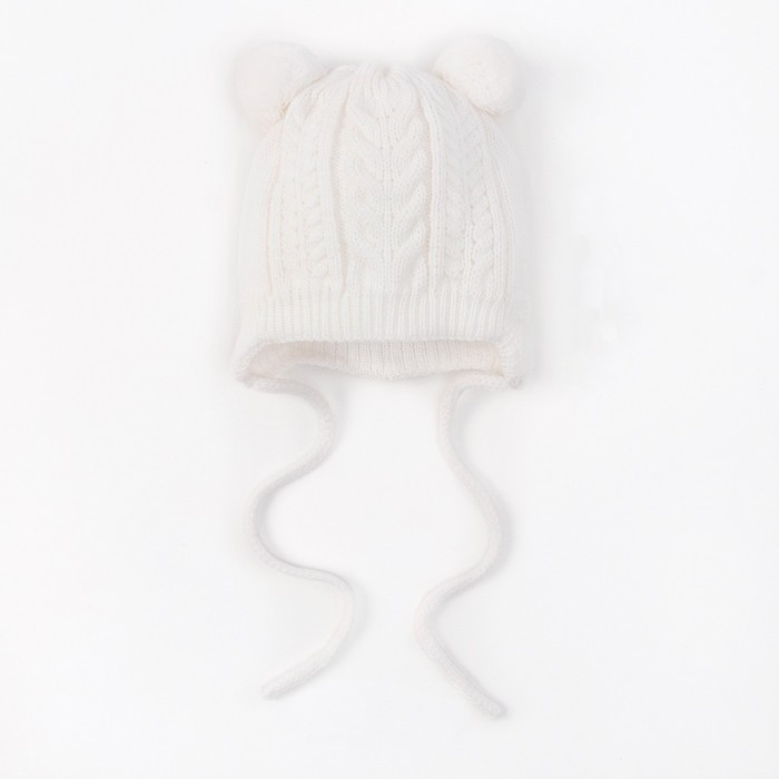 Шапка детская "Орешка", возраст 3-6 мес. (40-42), цвет белый 6481-7005пш_М