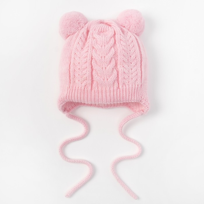 Шапка для девочки "Орешка", возраст 3-6 мес. (40-42), цвет розовый 6504-7005пш_М