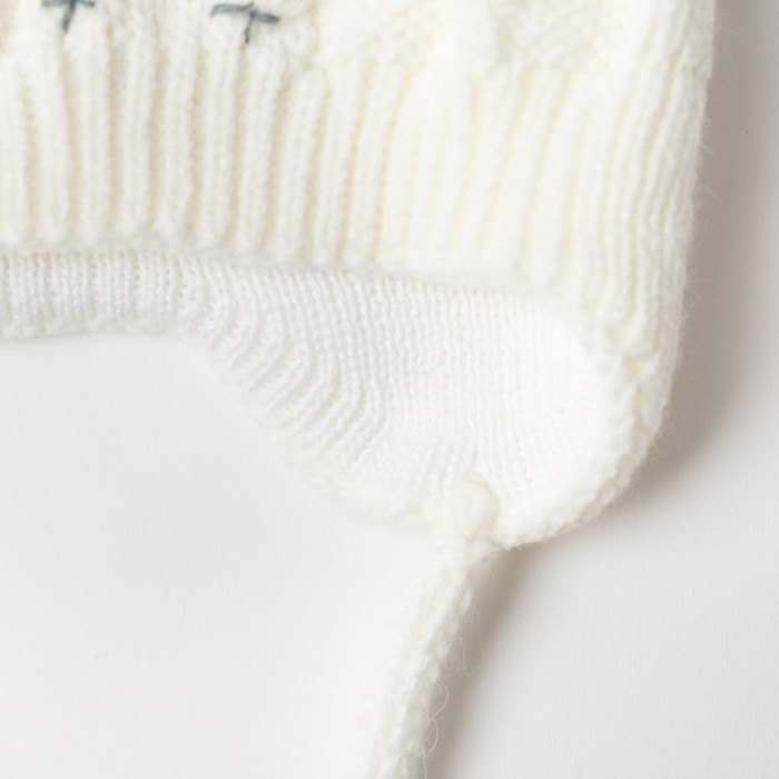 Шапка детская "Совушка", возраст 0-3 мес. (38-40), цвет молочный 6566-7006пш_М