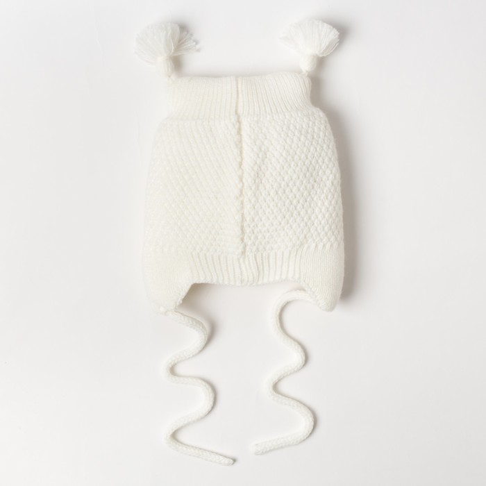 Шапка детская "Совушка", возраст 0-3 мес. (38-40), цвет молочный 6566-7006пш_М