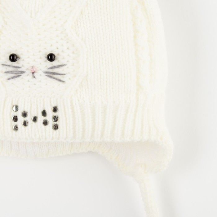 Шапка детская "Усик", возраст 3-6 мес. (40-42), цвет молочный 6597-7007пш_М