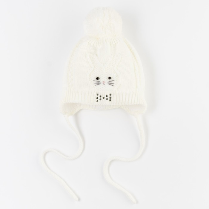 Шапка детская "Усик", возраст 6-12 мес. (42-44), цвет молочный 6603-7007пш_М