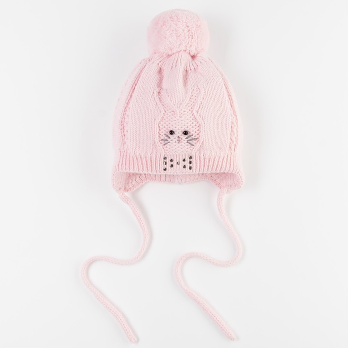 Шапка для девочки "Усик", возраст 6-12 мес. (42-44), цвет розовый 6627-7007пш_М