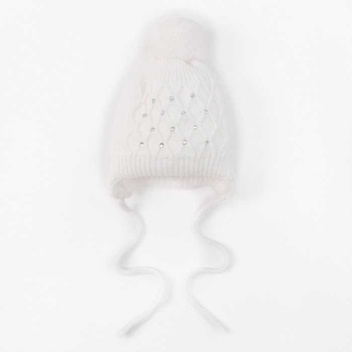 Шапка для девочки "Фантик-Д", возраст 0-3 мес. (38-40), цвет белый 6719-7009пш_М