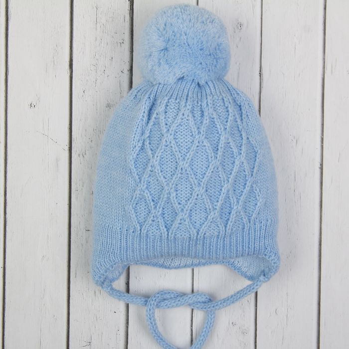 Шапка детская "Фантик-М", возраст 0-3 мес. (38-40), цвет голубой 6757-7010пш_М