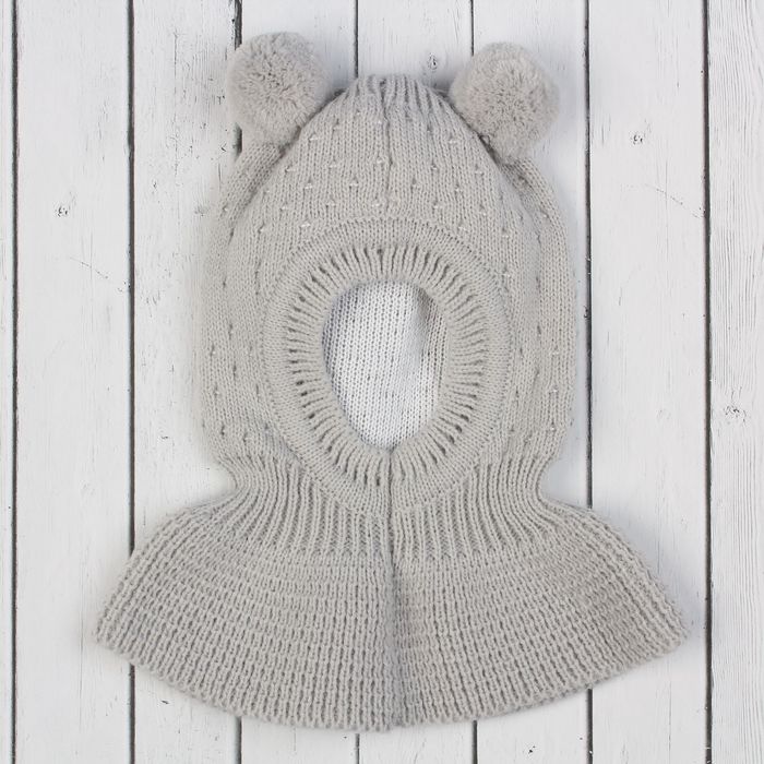 Шапка детская "Шлем Сверчок", возраст 6-12 мес. (42-44), цвет серый 7969-7012пш_М