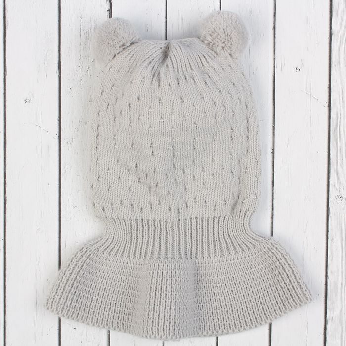 Шапка детская "Шлем Сверчок", возраст 6-12 мес. (42-44), цвет серый 7969-7012пш_М