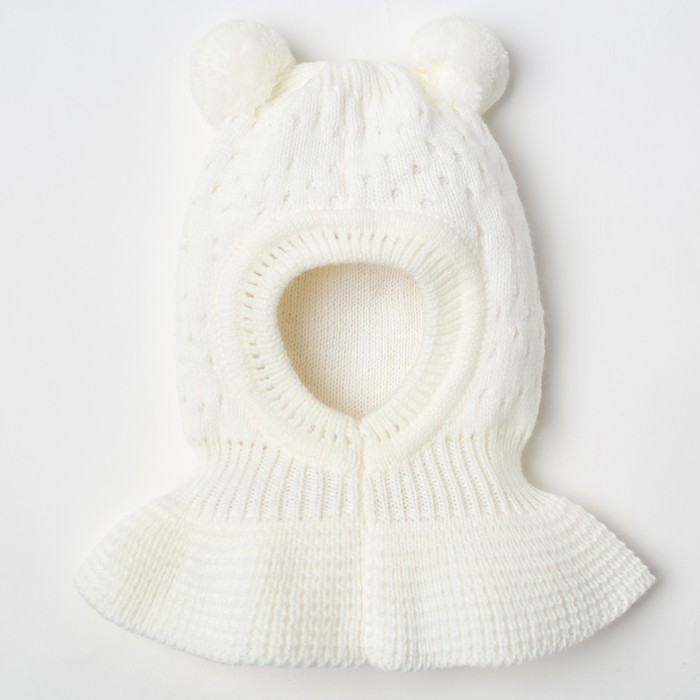 Шапка детская "Шлем Сверчок", возраст 6-12 мес. (42-44), цвет молочный 7990-7012пш_М