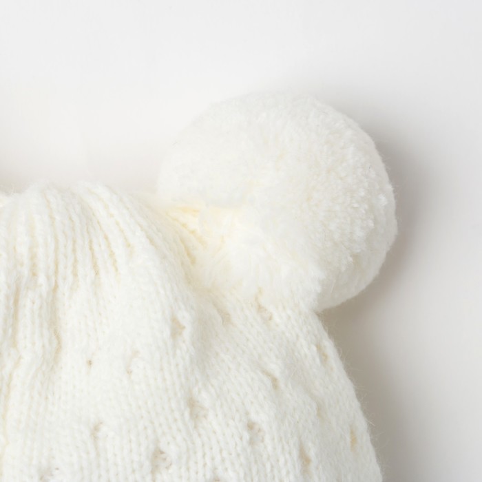 Шапка детская "Шлем Сверчок", возраст 12-18 мес. (44-46), цвет молочный 8003-7012пш_М