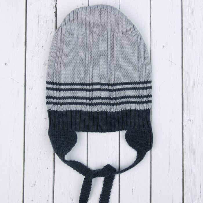 Шапка для мальчика "Круиз", возраст 2-4 года (48-50), цвет тёмно- серый/серый 9086-35с