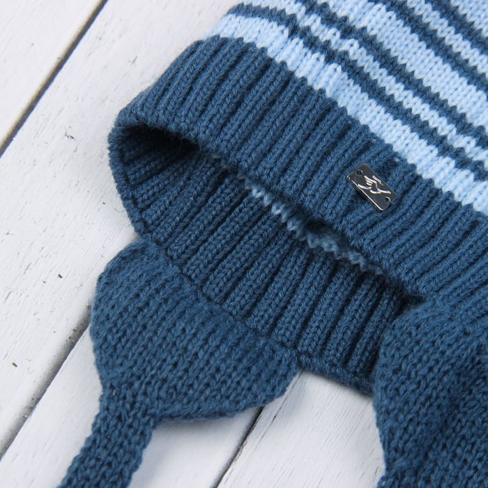 Шапка для мальчика "Круиз", возраст 2-4 года (48-50), цвет джинс/ голубой 9109-35с