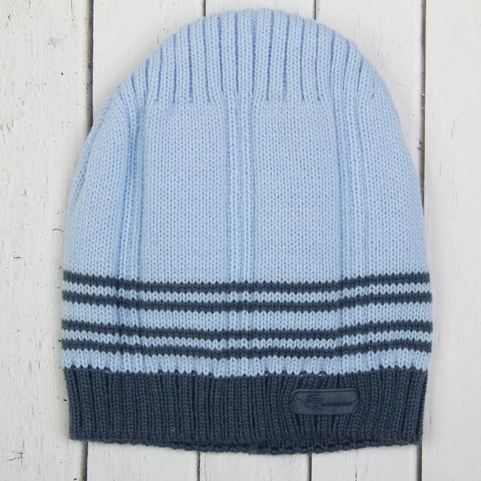 Шапка для мальчика "Круиз", возраст 4-8 лет (52-54), цвет джинс/голубой 9116-35с