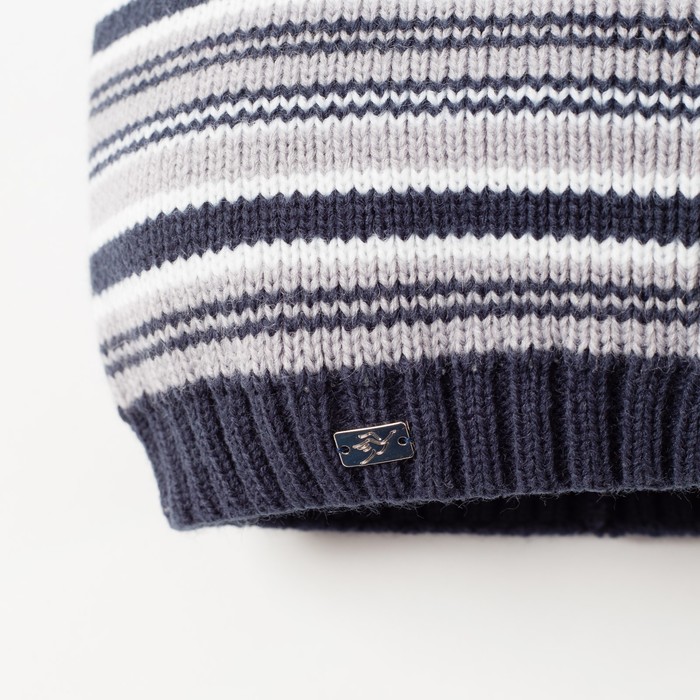 Шапка для мальчика "Мартин", возраст 4-8 лет (52-54), цвет тёмно- серый/серый 9734-38с