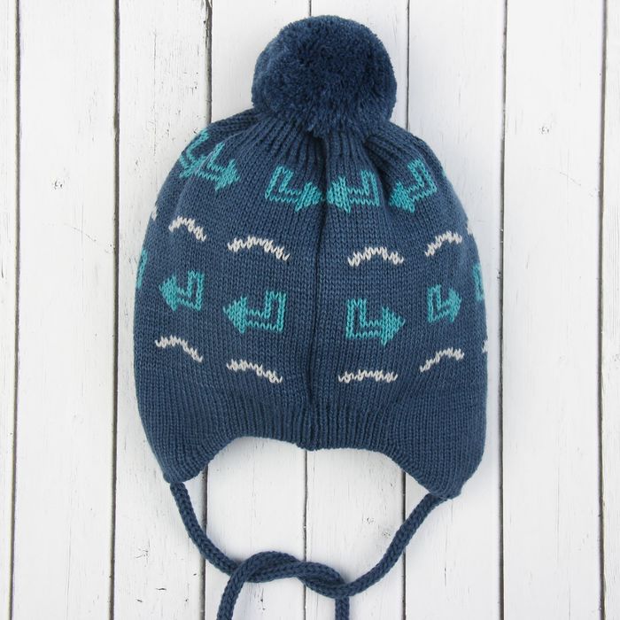 Шапка для мальчика "Робот", возраст 12-18 мес. (44-46), цвет джинс/тёмный аквамарин 0140-45с_М 19