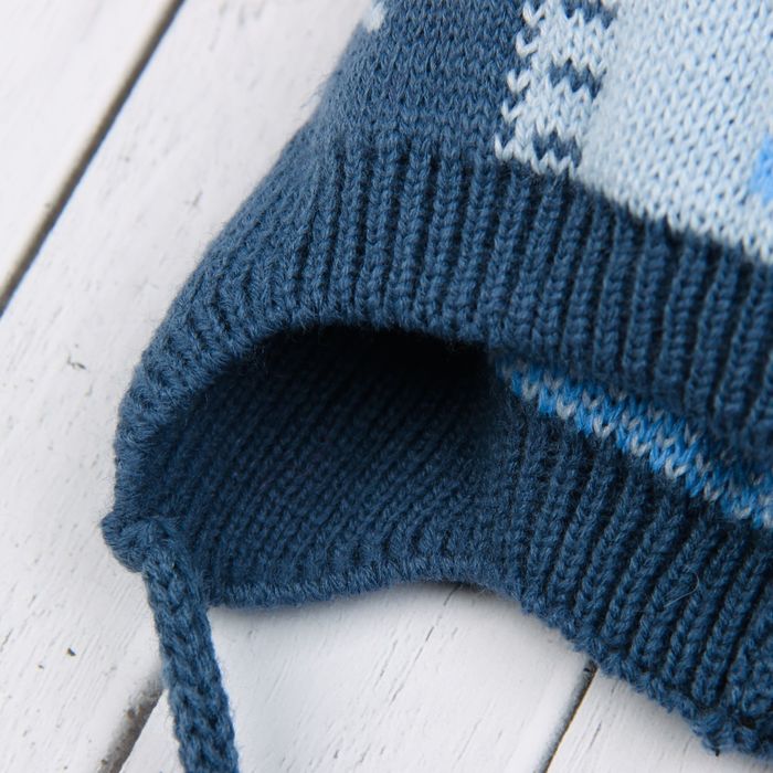 Шапка для мальчика "Робот", возраст 2-4 года (48-50), цвет джинс/ярко-голубой 0133-45с