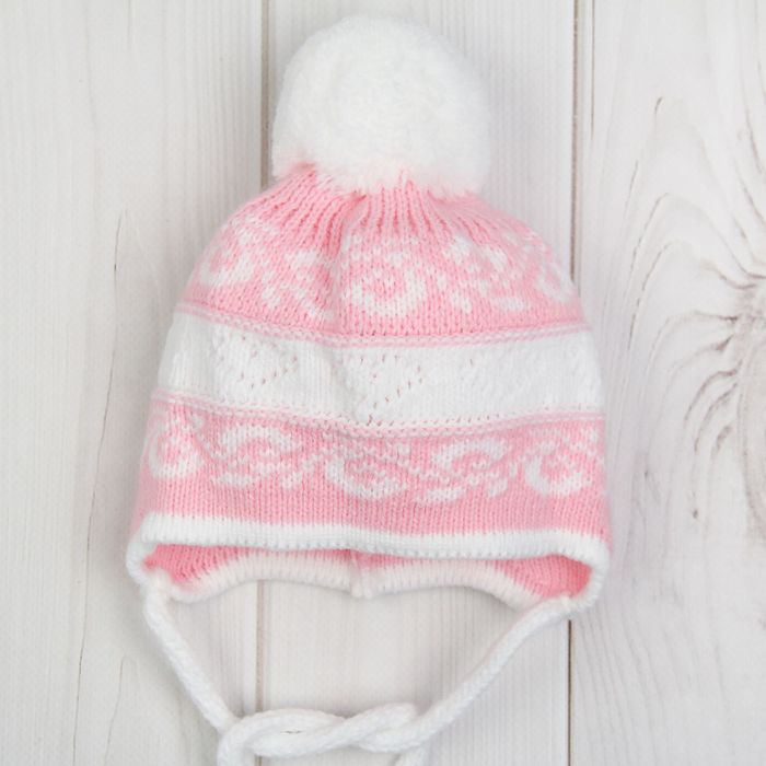 Шапка для девочки "Вики", возраст 3-6 мес. (40-42), цвет розовый 0560-7015пш_М