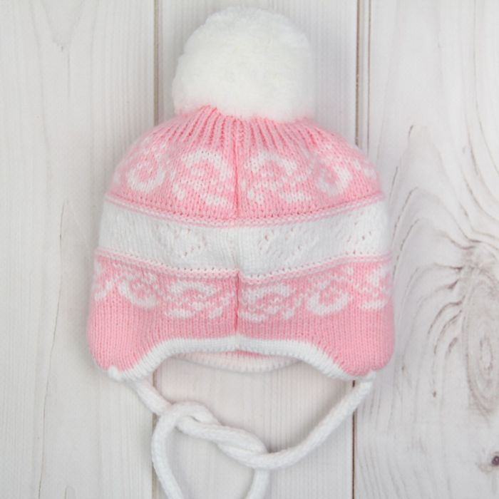 Шапка для девочки "Вики", возраст 3-6 мес. (40-42), цвет розовый 0560-7015пш_М