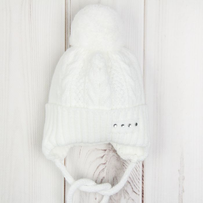 Шапка для девочки "Изюминка", возраст 6-12 мес. (42-44), цвет белый 0720-7016пш_М