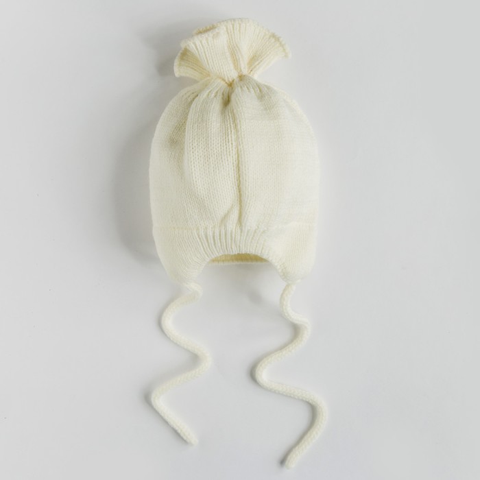 Шапка для девочки "Спиралька", возраст 0-3 мес. (38-40), цвет молочный 0911-7017пш_М