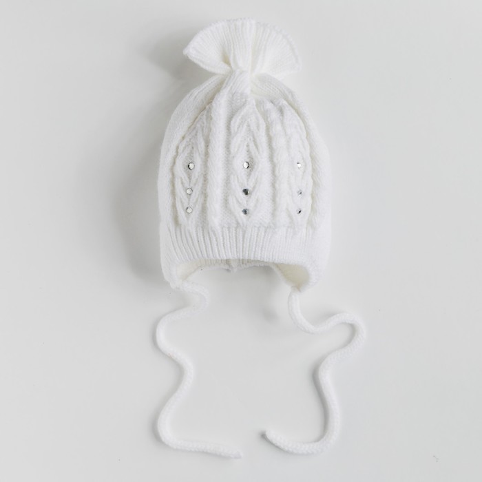 Шапка для девочки "Спиралька", возраст 3-6 мес. (40-42), цвет белый 0959-7017пш_М