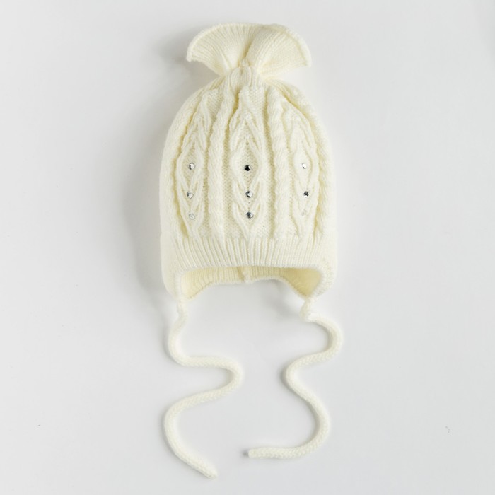 Шапка для девочки "Спиралька", возраст 6-12 мес. (42-44), цвет молочный 0935-7017пш_М