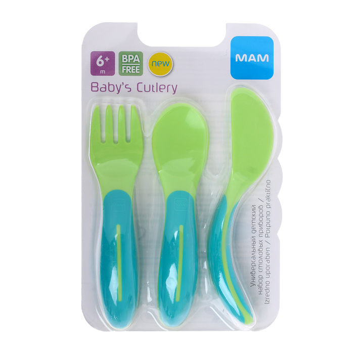 Набор столовых приборов Baby's Cutlery, 3 предмета: ложка, вилка, нож, от 6 мес., цвета МИКС