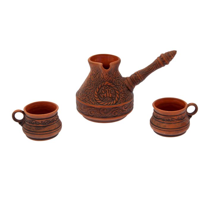 Кофейный набор "Народный", турка 0,5 л, 2 чашки