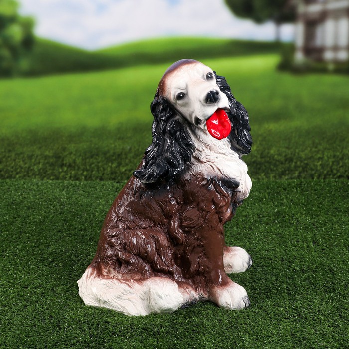 Садовая фигура "Спаниель" коричневая, 34 см